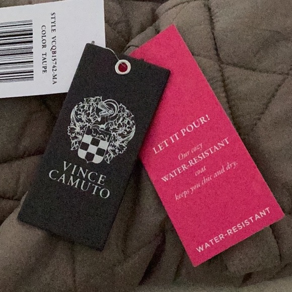 Vince Camuto NWT Women's Water Resistant Quilted Hooded Jacket Taupe Medium - Picture 6 of 9
